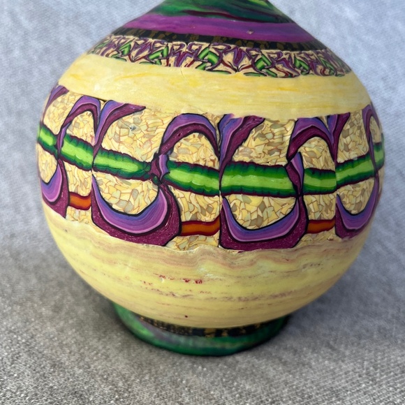 Italian Hand-painted Glass Vase-Ornament - Picture 3 of 9